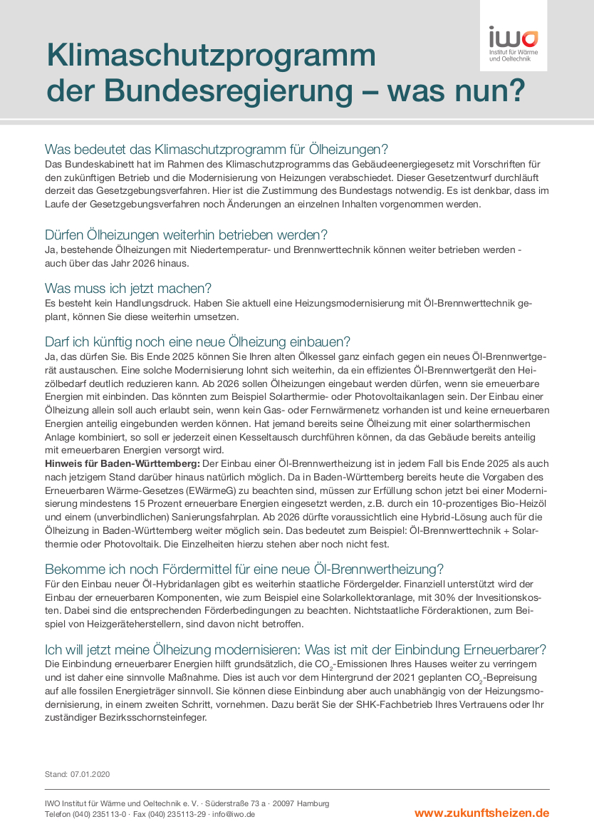 IWO Flyer Themenblatt Klimaschutzprogramm