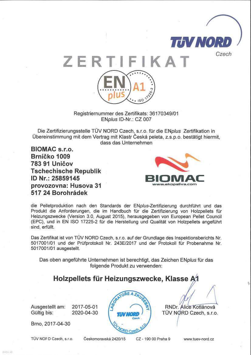 BIOMAC borohradek tuv pellets enplus 2020 de